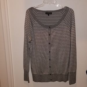Cardigan like new! Gray striped w/ metallic detai